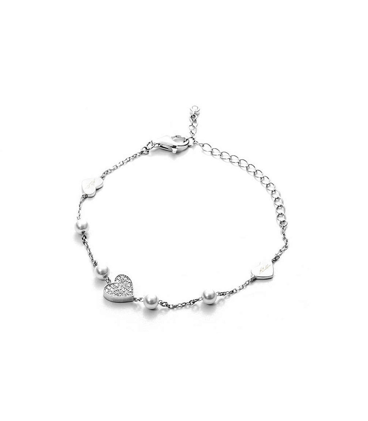 Bracciale in argento con Cuore e perle