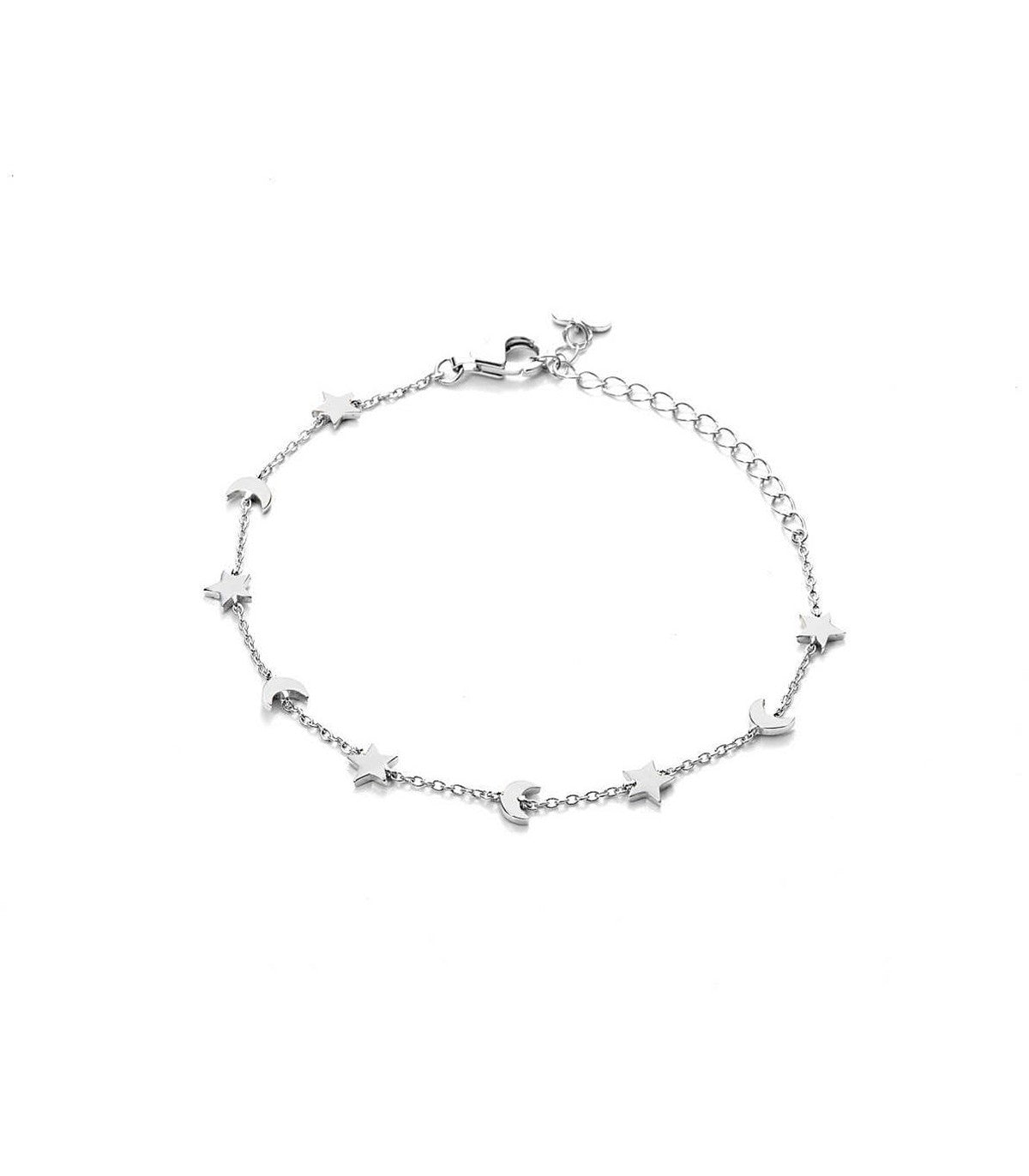 Bracciale argento luna cuori e stelle