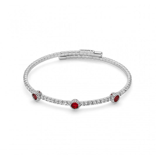 Bracciale Tennis rigido con pietre rosse e bianche