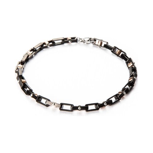 Bracciale catena nera e inserti Rosè