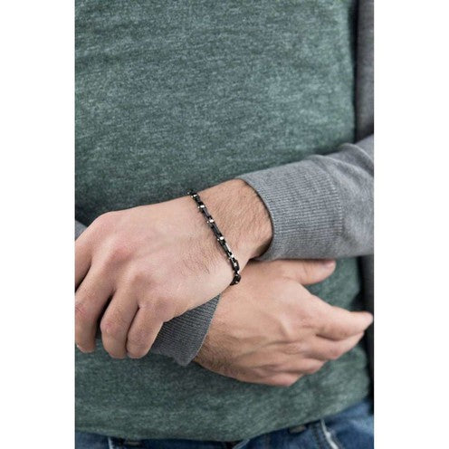 Bracciale catena nera e inserti Rosè