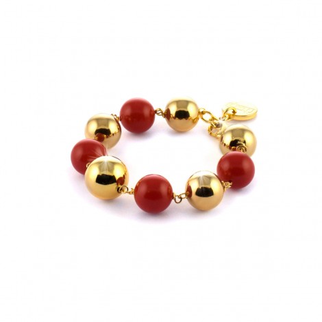 Bracciale Unoaerre Bronzo Sfere Gold/Red