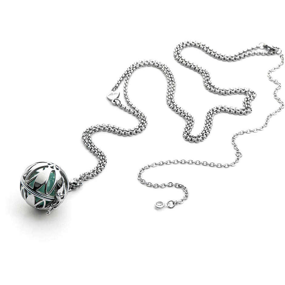 Collana Chiama Angeli Azzurra, intaglio a fiore