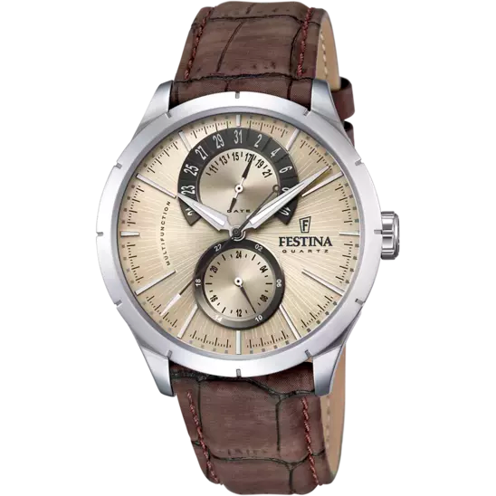 OROLOGIO FESTINA RETRO CREMA CON CINTURINO IN PELLE, UOMO