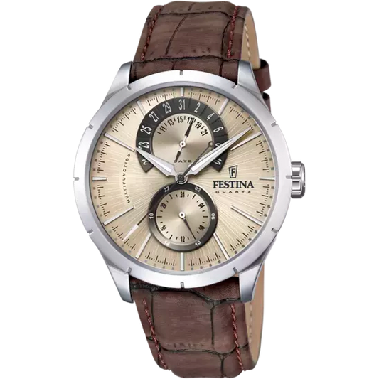 OROLOGIO FESTINA RETRO CREMA CON CINTURINO IN PELLE, UOMO