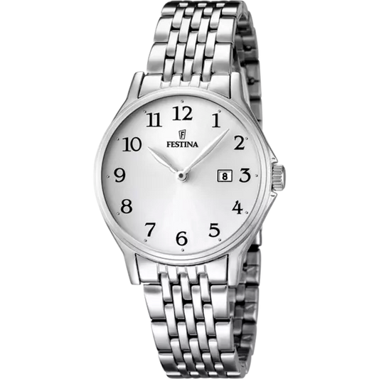 OROLOGIO FESTINA CLASSICS BIANCO CINTURINO IN ACCIAIO, DONNA