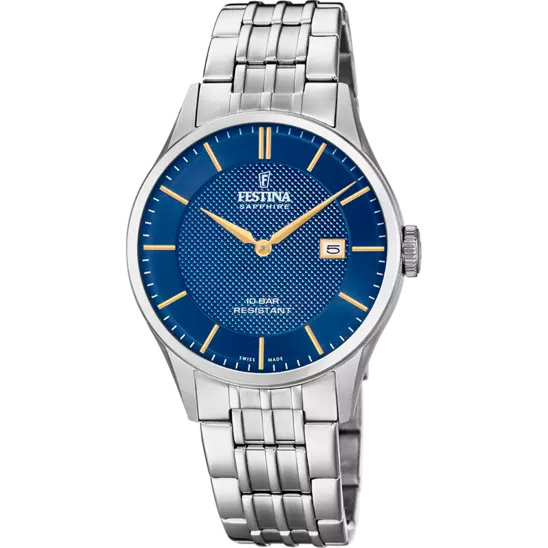 OROLOGIO FESTINA SWISS MADE BLU CINTURINO IN ACCIAIO