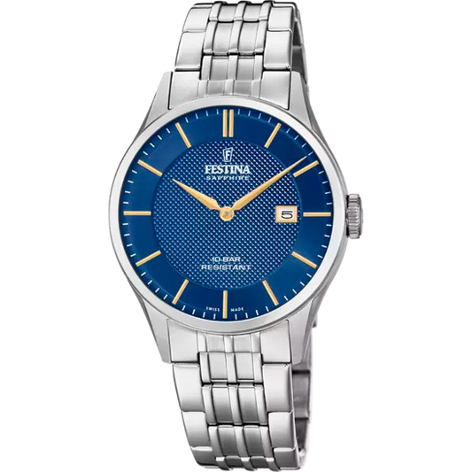 OROLOGIO FESTINA SWISS MADE BLU CINTURINO IN ACCIAIO