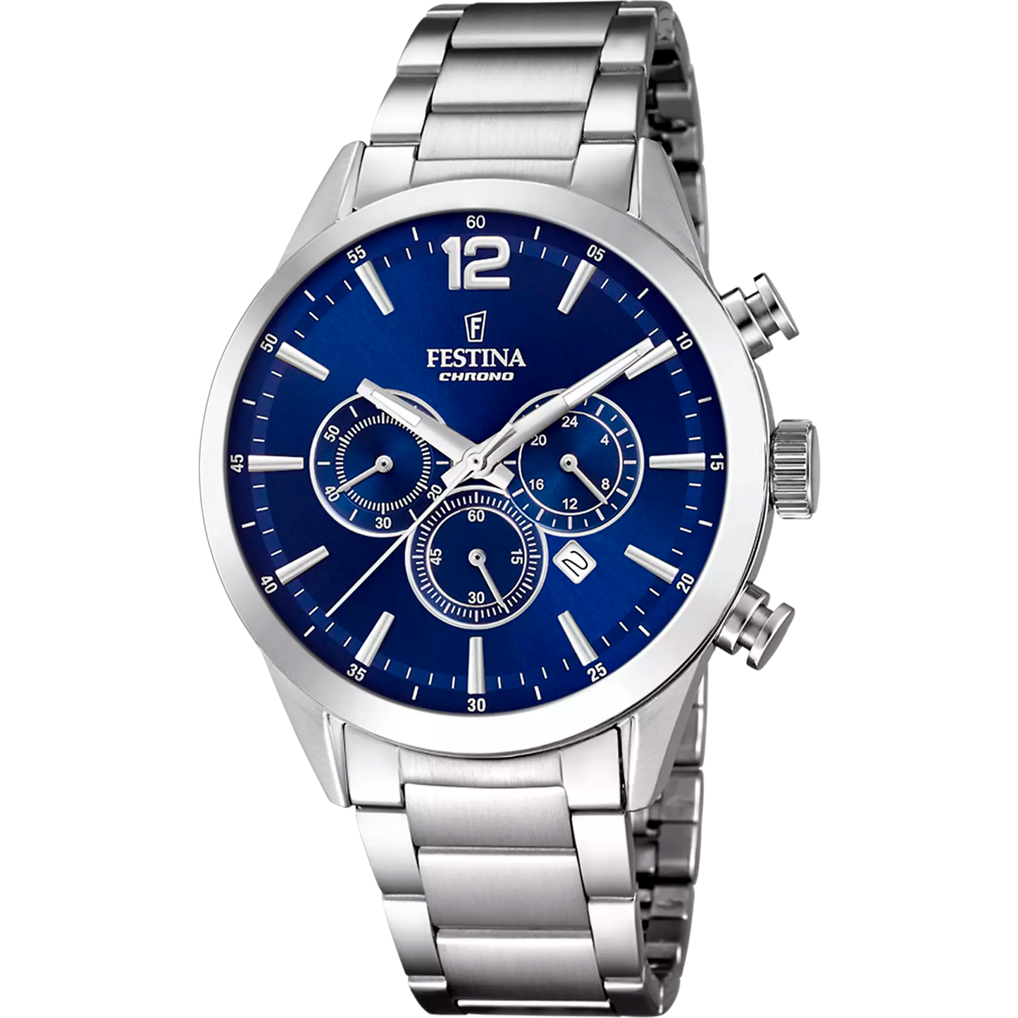 OROLOGIO FESTINA TIMELESS CHRONOGRAPH F20343/7 BLU CINTURINO IN ACCIAIO, UOMO