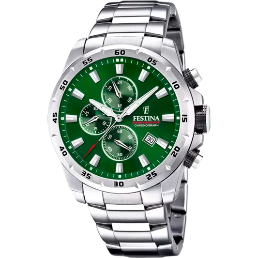 OROLOGIO FESTINA TIMELESS CHRONOGRAPH VERDE CINTURINO IN ACCIAIO