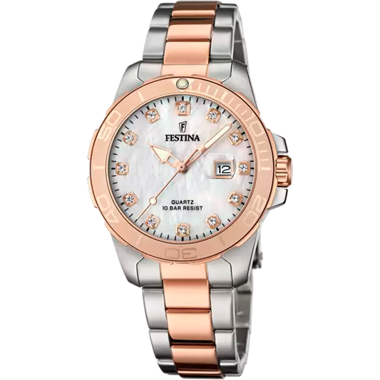 OROLOGIO FESTINA BOYFRIEND COLLECTION MADREPERLA CINTURINO IN ACCIAIO, DONNA