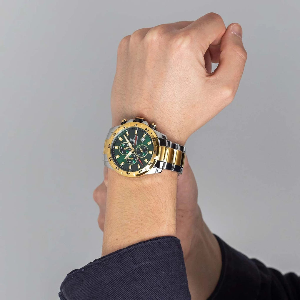 OROLOGIO FESTINA F20562/3 VERDE CON CINTURINO IN ACCIAIO, UOMO