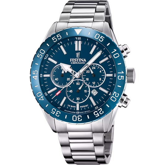 OROLOGIO FESTINA F20575/2 BLU CINTURINO IN ACCIAIO, UOMO