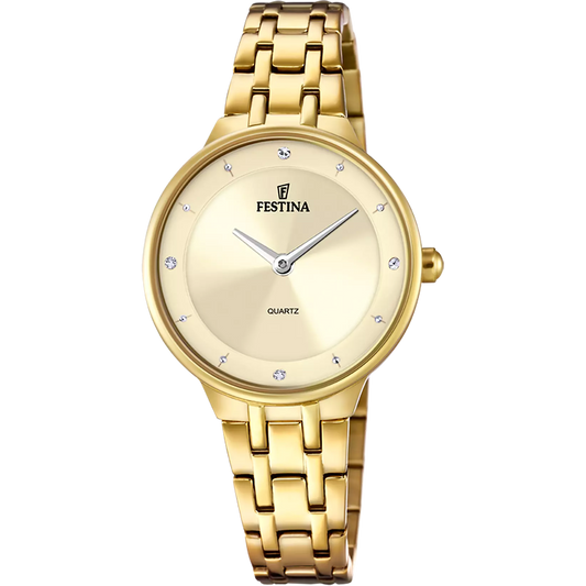 OROLOGIO FESTINA F20601/2 CHAMPAGNE CINTURINO IN ACCIAIO, DONNA