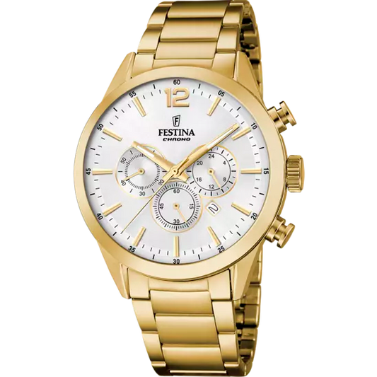 OROLOGIO FESTINA TIMELESS CHRONOGRAPH BIANCO CINTURINO IN ACCIAIO INOSSIDABILE 316L