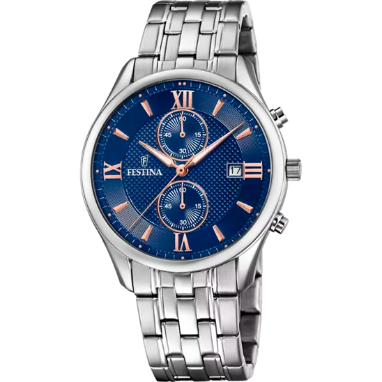 OROLOGIO FESTINA TIMELESS CHRONOGRAPH BLU CINTURINO IN ACCIAIO