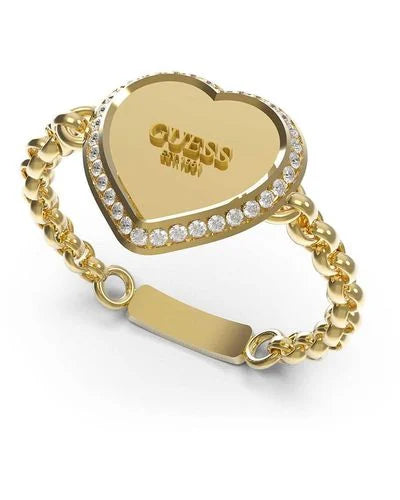 Anello Guess con catena e cuore colore oro