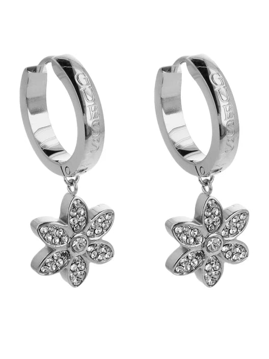 Orecchini White Lotus cerchio con strass