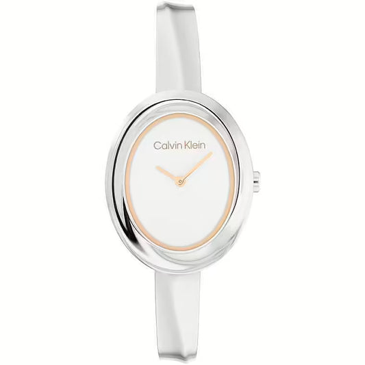 Orologio al quarzo Calvin Klein donna Twisted Bezel, silver e rosè