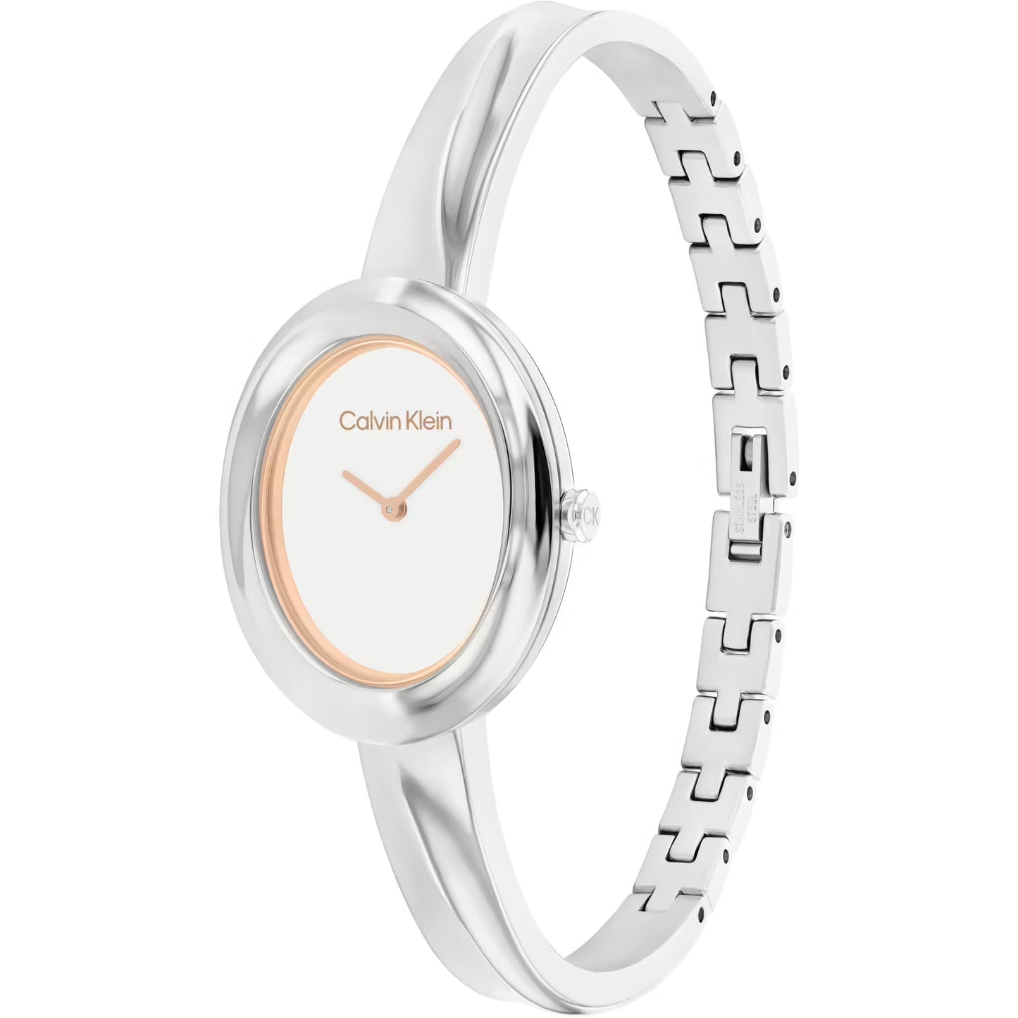 Orologio al quarzo Calvin Klein donna Twisted Bezel, silver e rosè
