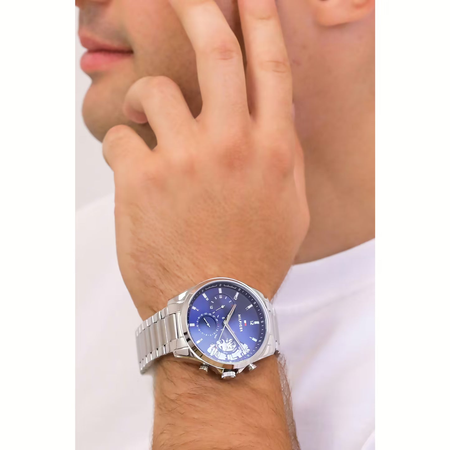 Orologio multifunzione uomo Tommy Hilfiger Baker, blu con conturino silver
