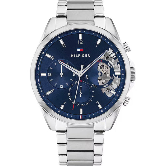 Orologio multifunzione uomo Tommy Hilfiger Baker, blu con conturino silver