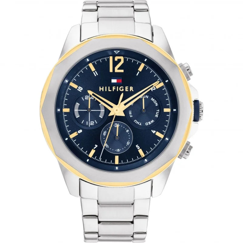 Orologio da uomo Tommy Hilfiger Lars, con ghiera dorata e quadrante blu.