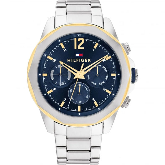 Orologio da uomo Tommy Hilfiger Lars, con ghiera dorata e quadrante blu.